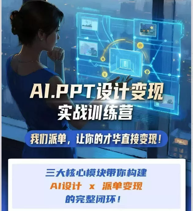 AI+PPT设计变现实战训练营，我们派单，让你的才华直接变现，三大核心模块带你构建Al设计x派单变现的完整闭环-创享网