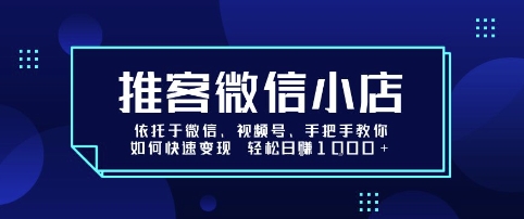 推客微信小店依托于微信、视频号，手把手教你如何快速变现 轻松日入1k+【揭秘】 - 创享网-创享网