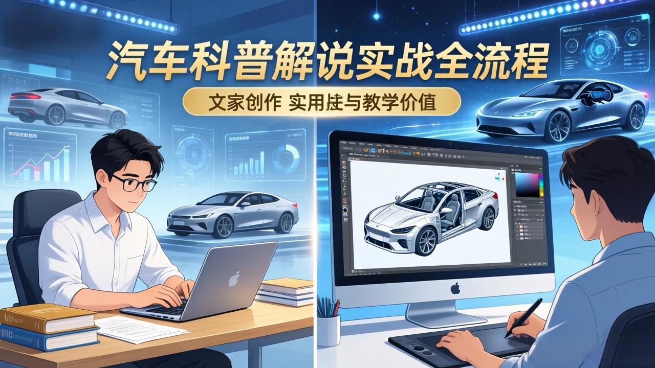 抖音汽车科普解说实战：文案+动画+画面处理+去水印全流程，打造专业汽车科普视频 - 创享网-创享网