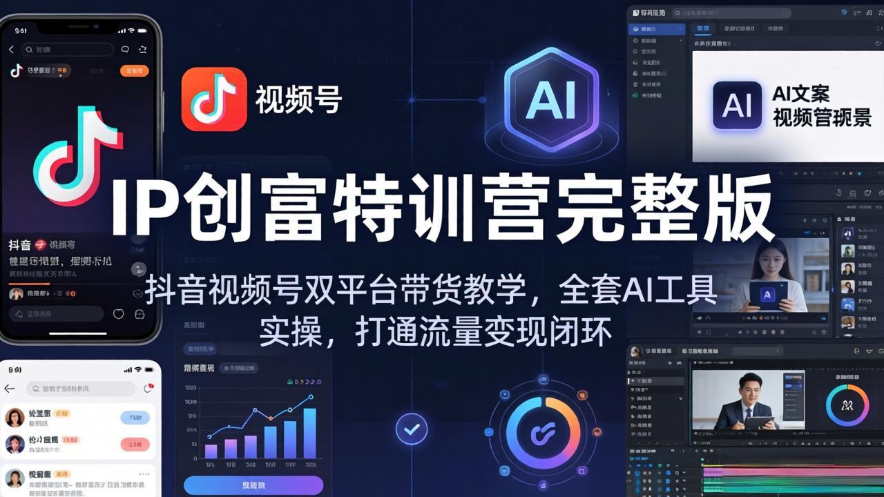 IP创富特训营完整版：抖音视频号双平台带货教学，全套AI工具实操，打通流量变现闭环-创享网