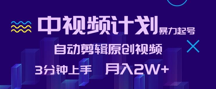 中视频计划暴力起号，自动剪辑原创视频，3分钟上手，月入2W+【揭秘】 - 创享网-创享网