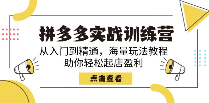 拼多多实战训练营，从入门到精通，海量玩法教程，助你轻松起店盈利 - 创享网-创享网