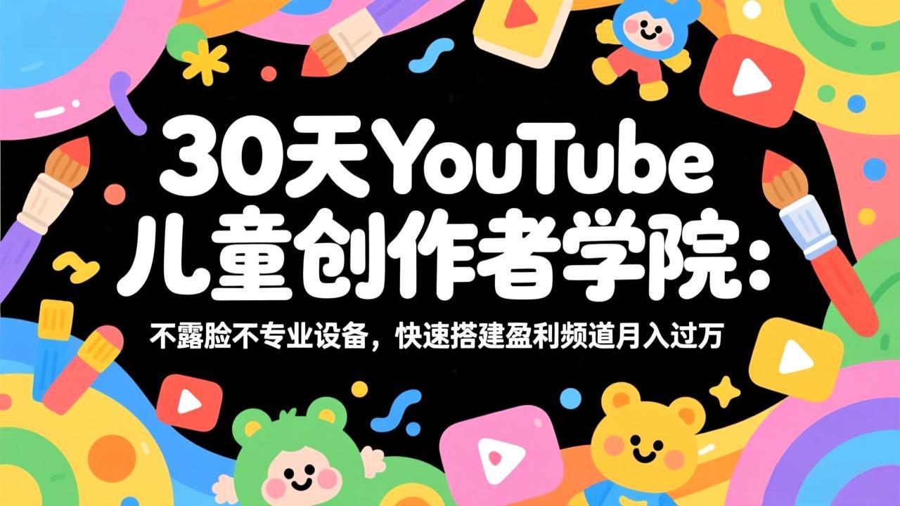 30天YouTube儿童创作者学院：不露脸不专业设备，快速搭建盈利频道月入过万-创享网
