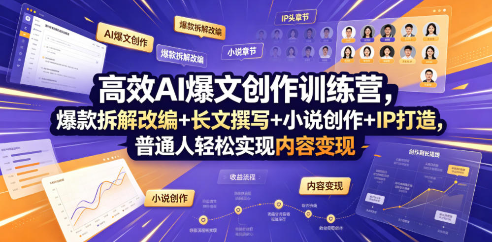 高效AI爆文创作训练营，爆款拆解改编+长文撰写+小说创作+IP打造，普通人轻松实现内容变现 - 创享网-创享网