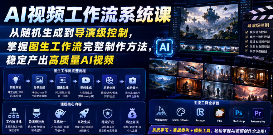 AI视频工作流系统课，从随机生成到导演级控制，掌握图生工作流完整制作方法，稳定产出高质量AI视频 - 创享网-创享网