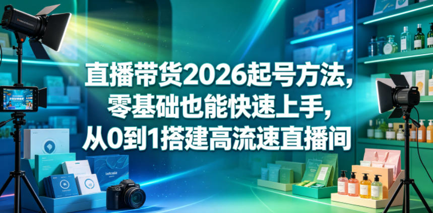直播带货2026起号方法,零基础也能快速上手,从0到1搭建高流速直播间-创享网