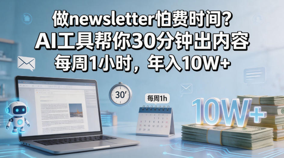 做newsletter怕费时间？AI工具帮你30分钟出内容，每周1小时，年入10W+！【原创双语字幕】 - 创享网-创享网