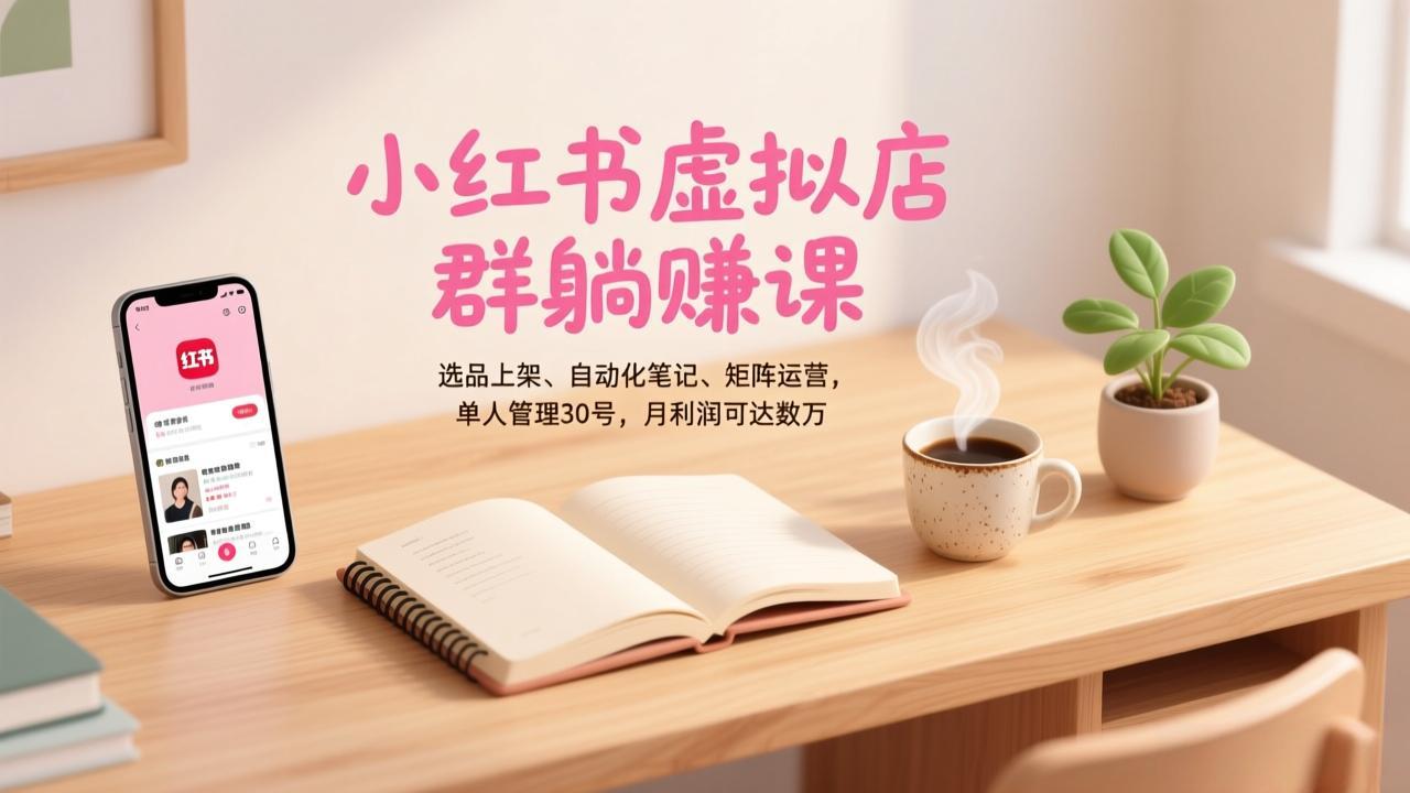 小红书虚拟店群躺赚课，选品上架、自动化笔记、矩阵运营，单人管理30号，月利润可达数万-创享网