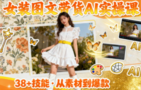 女装图文带货的AI实操课，覆盖38个实用技能，快速提升素材制作效率-创享网