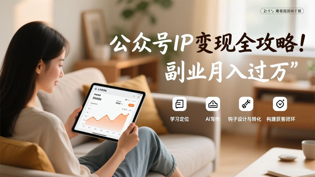 公众号IP变现全攻略，学习定位、AI写作、钩子设计与转化，构建获客闭环，副业月入过万 - 创享网-创享网