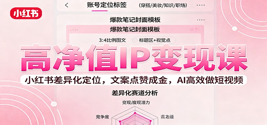 高净值IP变现课：小红书差异化定位，文案点赞成金， AI高效做短视频-创享网