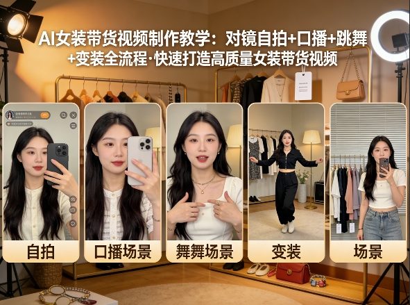AI女装带货视频制作教学，对镜自拍、口播、跳舞、变装全流程，快速打造高质量女装带货视频-创享网