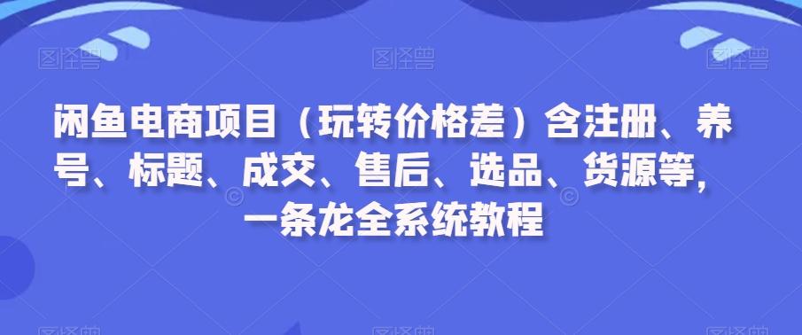 闲鱼电商项目(玩转价格差)含注册、养号、标题、成交、售后、选品、货源等，一条龙全系统教程 - 创享网-创享网