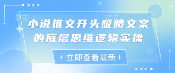小说推文开头吸睛文案的底层思维逻辑实操 - 创享网-创享网