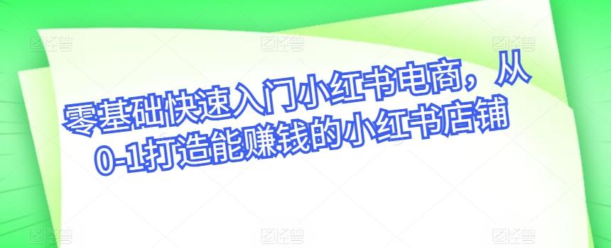 零基础快速入门小红书电商，从0-1打造能赚钱的小红书店铺 - 创享网-创享网