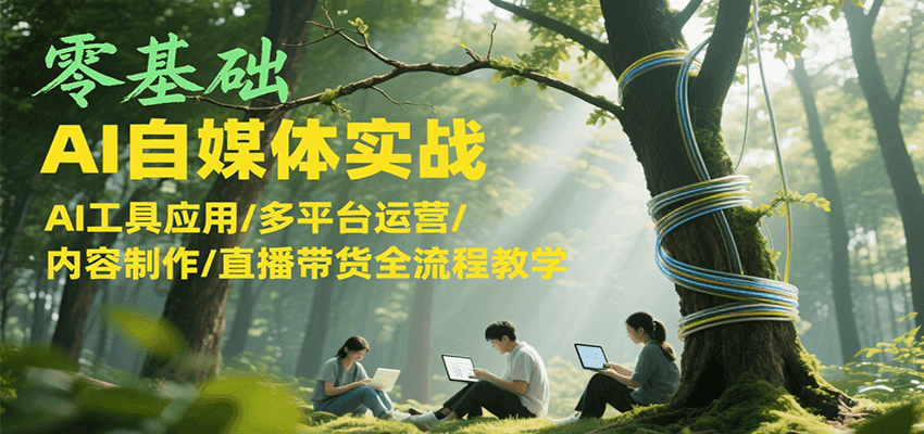 零基础AI自媒体实战，AI工具应用/多平台运营/内容制作/直播带货全流程教学 - 创享网-创享网