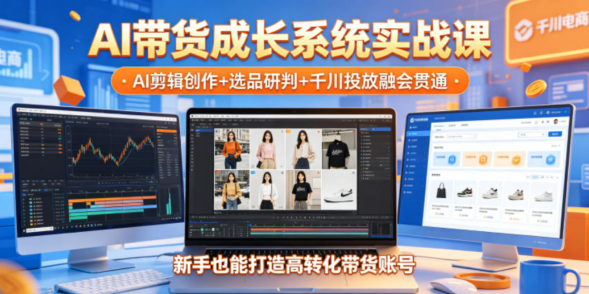 AI带货成长系统实战课，AI剪辑创作+选品研判+千川投放融会贯通，新手也能打造高转化带货账号(更新2026年)-创享网