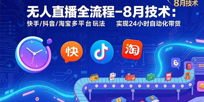 无人直播全流程-8月技术：快手/抖音/淘宝多平台玩法 实现24小时自动化带货 - 创享网-创享网