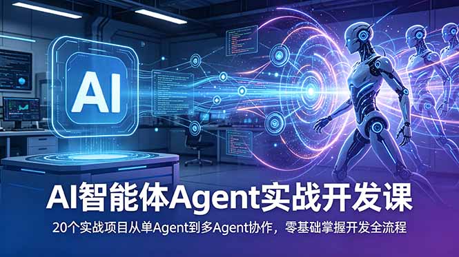 AI智能体Agent实战开发课：20个实战项目从单Agent到多Agent协作，零基础掌握开发全流程 - 创享网-创享网