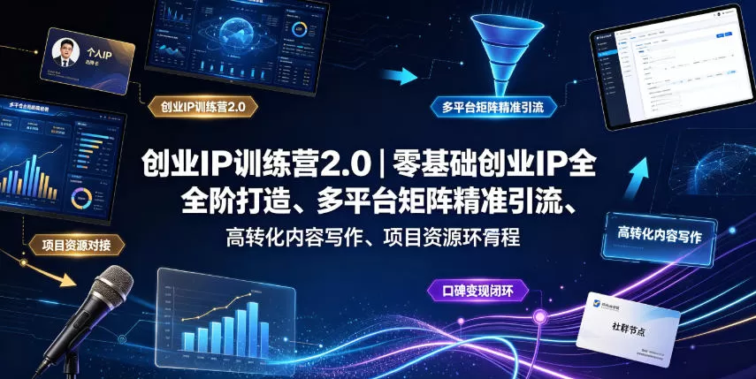 创业IP训练营2.0｜零基础打造变现创业IP，多平台矩阵引流、高转化文案、项目资源对接、口碑复利完整商业闭环-创享网