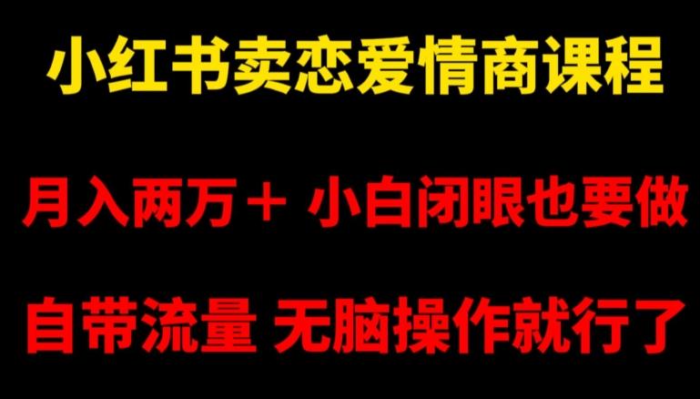 小红书卖恋爱情商课程，月入两万＋，小白闭眼也要做，自带流量，无脑操作就行了【揭秘】 - 创享网-创享网
