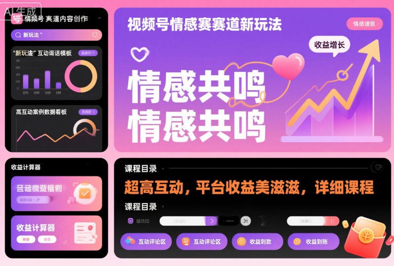 视频号情感赛道新玩法,超高互动,平台收益美滋滋,详细课程-创享网