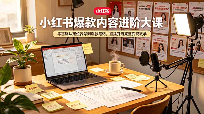 小红书爆款内容进阶大课，零基础从定位养号到爆款笔记，直播开店完整变现教学-创享网