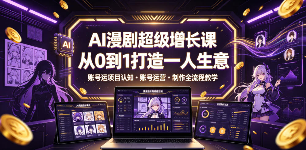 AI漫剧超级增长课，从0到1打造一人生意，项目认知・账号运营・制作全流程教学-创享网