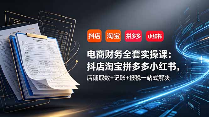 电商财务全套实操课：抖店淘宝拼多多小红书，店铺取数+记账+报税一站式解决 - 创享网-创享网