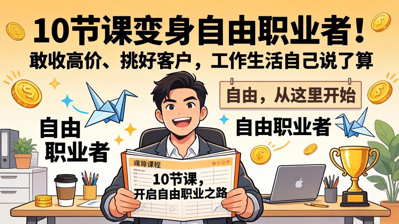 10 节课变身自由职业者！敢收高价、挑好客户，工作生活自己说了算-创享网