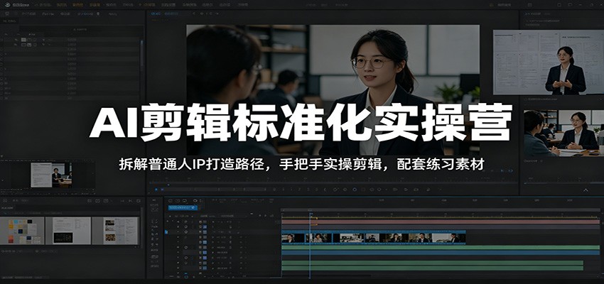 AI剪辑标准化实操营：拆解普通人IP打造路径，手把手实操剪辑，配套练习素材-创享网