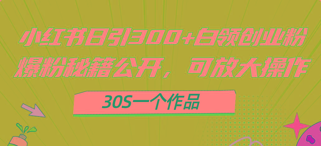 小红书日引300+高质白领创业粉，可放大操作，爆粉秘籍！30s一个作品 - 创享网-创享网