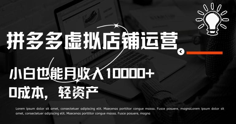 拼多多虚拟店铺运营小白也能月收入10000+【揭秘】 - 创享网-创享网