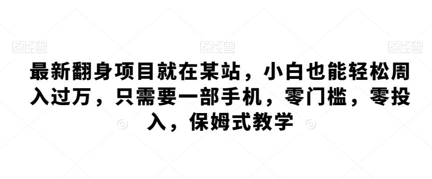 最新翻身项目就在某站，小白也能轻松周入过万，只需要一部手机，零门槛，零投入，保姆式教学 - 创享网-创享网