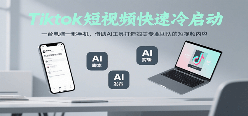 Tiktok短视频快速冷启动，一台电脑一部手机，借助AI工具打造媲美专业团队的短视频内容 - 创享网-创享网