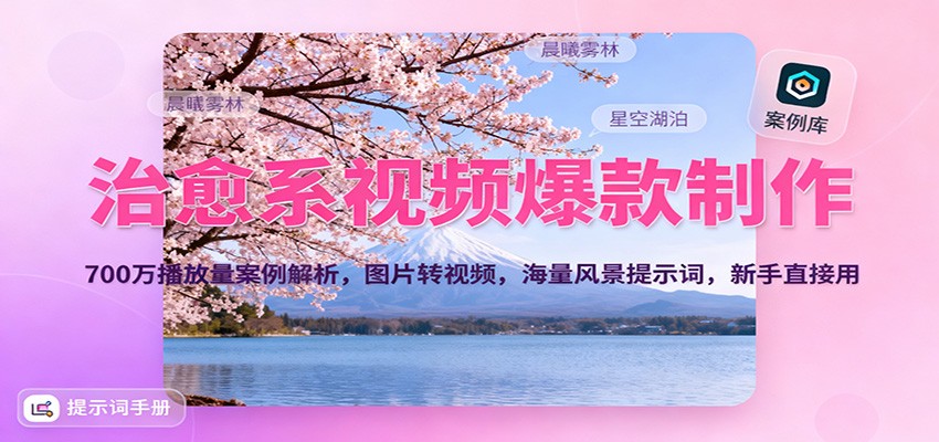 治愈系视频爆款制作，700万播放量案例解析，图片转视频，海量风景提示词，新手直接用-创享网