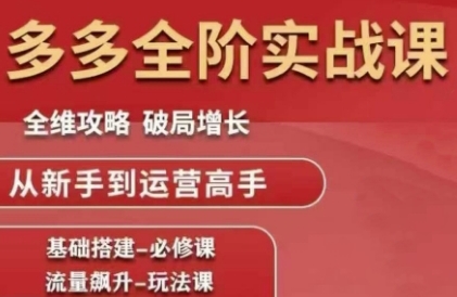 拼多多全阶实战课程，全维攻略，破局增长，从新手到运营高手 - 创享网-创享网