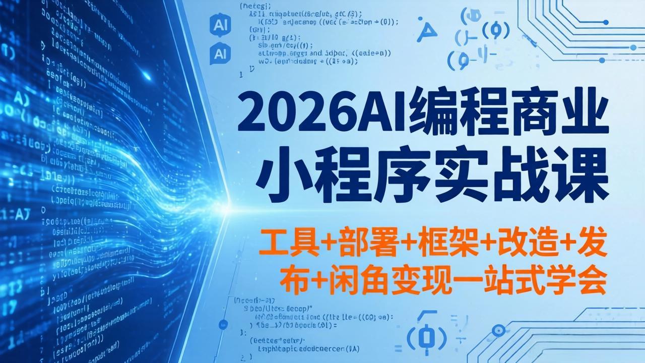 2026AI编程商业小程序实战课，工具+部署+框架+改造+发布+闲鱼变现一站式学会 - 创享网-创享网