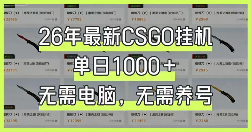 26年最新CSGO挂G系统，单日1000+，无需电脑，无需养号，0基础可上手【揭秘】-创享网