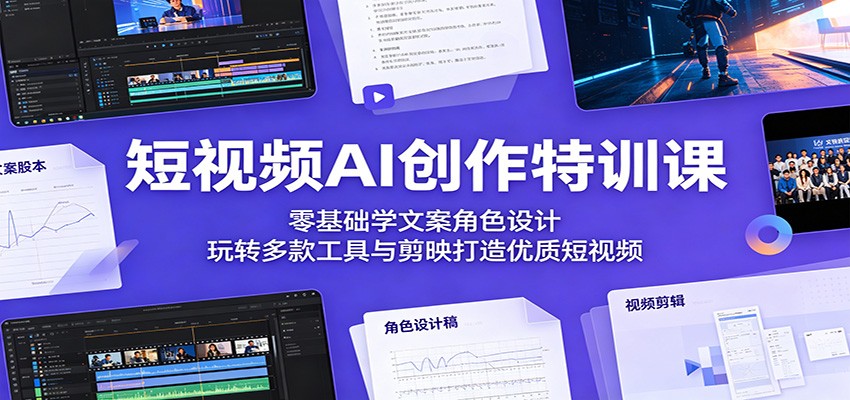 短视频AI创作特训课：零基础学文案角色设计，玩转多款工具与剪映打造优质短视频-创享网