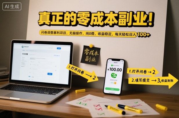 真正的零成本副业！问卷调查暴利项目，无脑操作，纯0撸，收益稳定，每天轻松日入100+【揭秘】 - 创享网-创享网