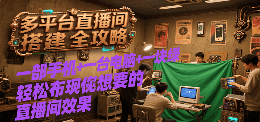多平台直播间搭建全攻略，一部手机+一台电脑+一块绿布轻松实现你想要的直播间效果 - 创享网-创享网