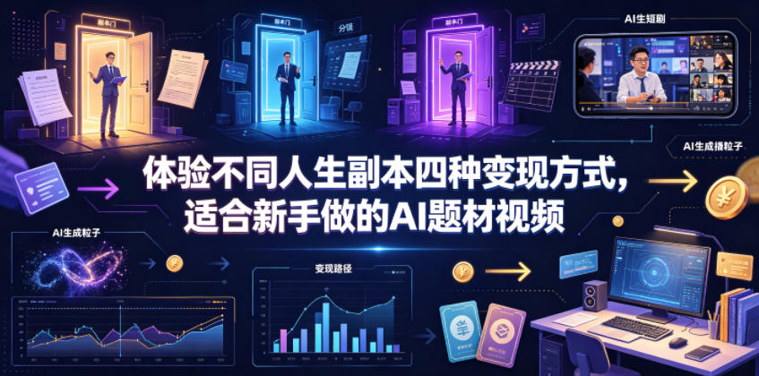 体验不同人生副本四种变现方式，适合新手做的AI题材视频 - 创享网-创享网
