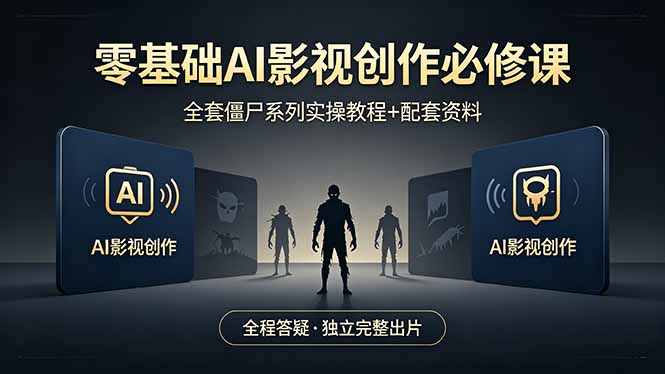 零基础AI影视创作必修课，全套僵尸系列实操教程加配套资料，全程答疑带你独立完整出片-创享网