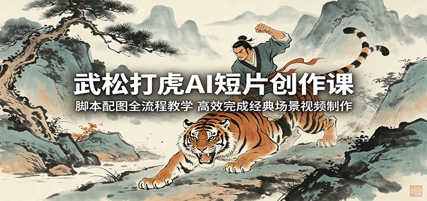 武松打虎AI短片创作课：脚本配图全流程教学，高效完成经典场景视频制作-创享网