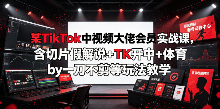 某TikTok中视频大佬会员实战课，含切片假解说+TK开中+体育by一刀不剪等玩法教学-创享网
