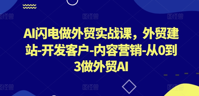 AI闪电做外贸实战课，​外贸建站-开发客户-内容营销-从0到3做外贸AI(更新) - 创享网-创享网