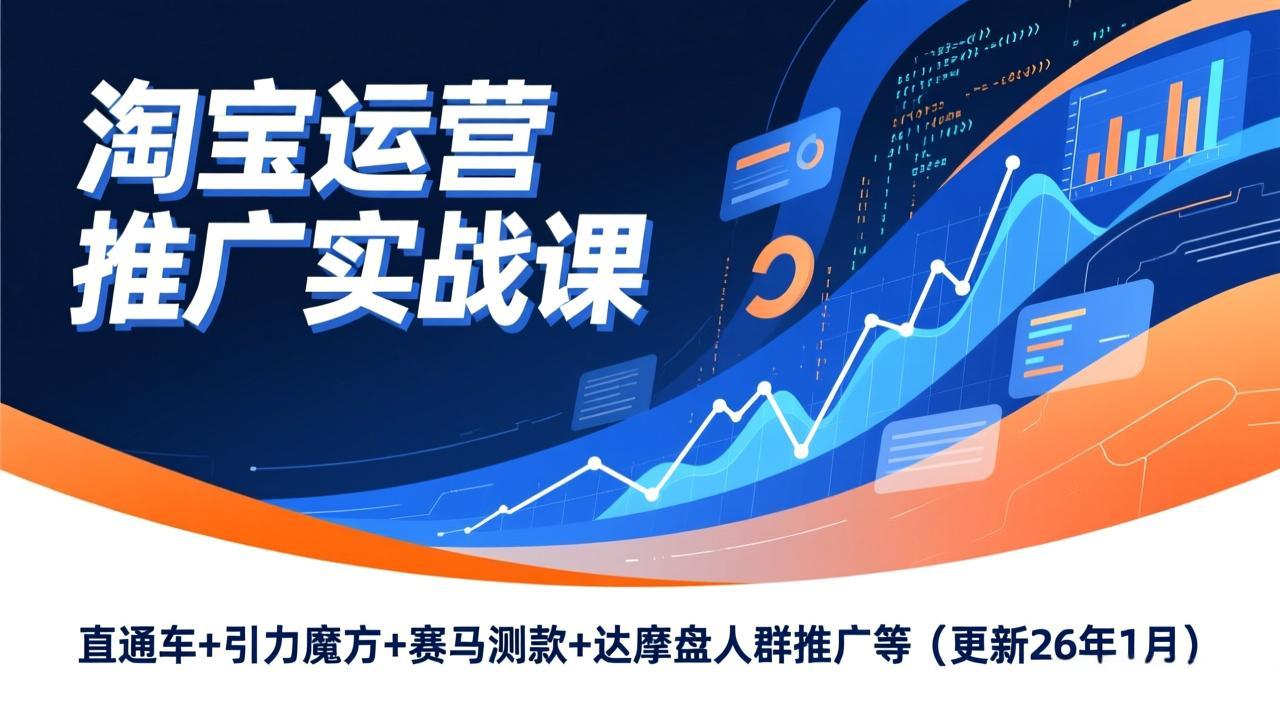 淘宝运营推广实战课，直通车+引力魔方+赛马测款+达摩盘人群推广等(更新26年1月-创享网