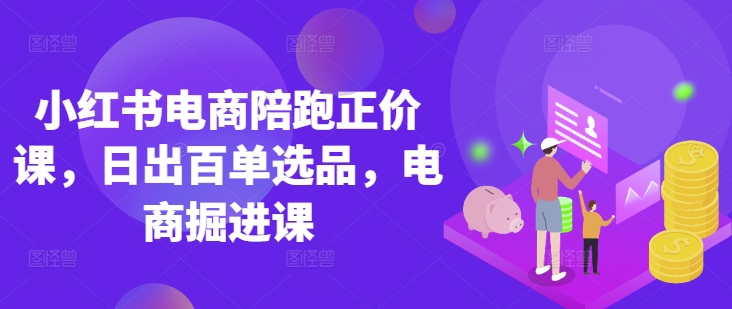 小红书电商陪跑正价课，小红书官方认证电商讲师教学，日出百单选品，电商掘进课 - 创享网-创享网