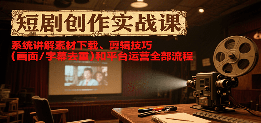 短剧创作实战课，系统讲解素材下载、剪辑技巧(画面/字幕去重)和平台运营全部流程 - 创享网-创享网